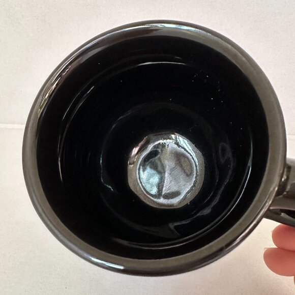 Coffee Mug Ceramic Cup Black w/ Gold & Blue Stars 10 oz - Picture 3 of 6